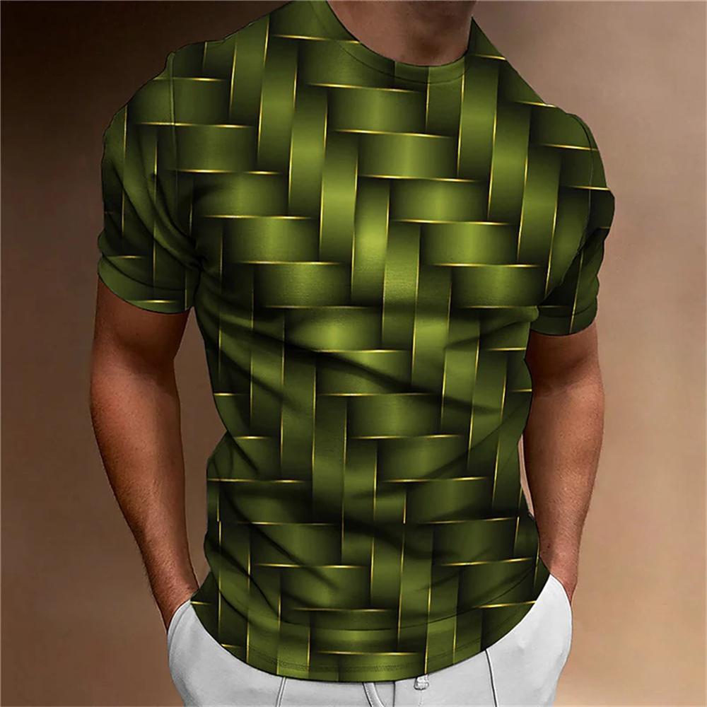 2025 Geometric Print Men's Single T-shirt, 3d Print Men's Top, Casual