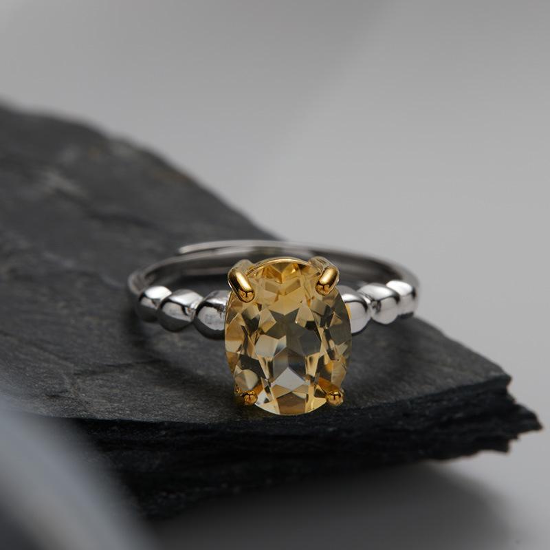 Original Design Does Not Fade Niche High Sense S925 Sterling Silver 18K Natural Citrine Lucky Treasure Ring Women