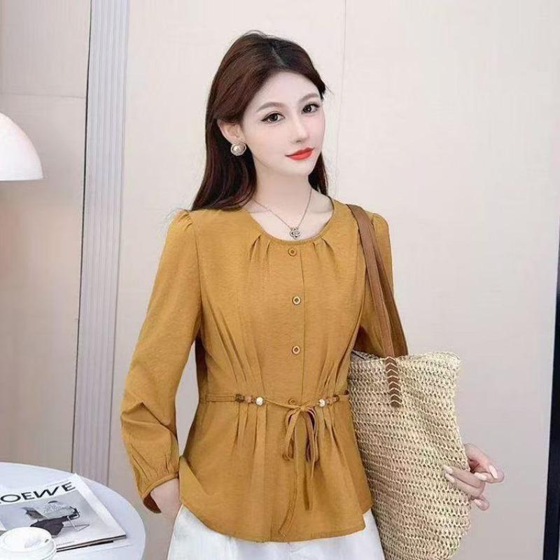 Spitzen-Taillenhemd Französischer Neuer Stil Mode Langärmlig Herbst Damenoberteil