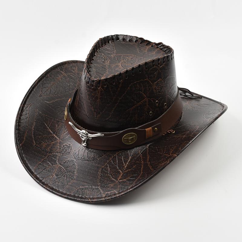 Westlicher Stil Cowboyhut Für Männer Frauen Vintage Kunstleder Breiter Rand Gentleman Cowgirl Jazzkappe Sombrero Hombre
