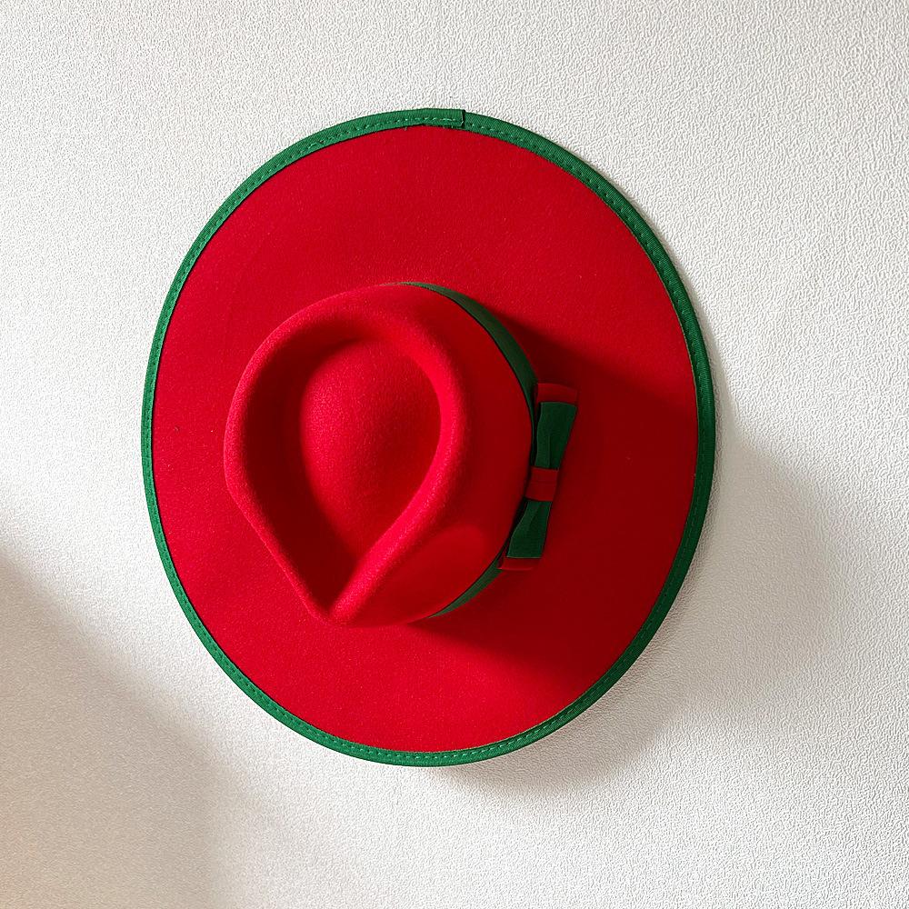 Elegant Fascinator Bow Tie Fedora Hat for Women 9.5cm Wide Brim Men Wool Church Jazz Hats Wedding Party Dress Cap