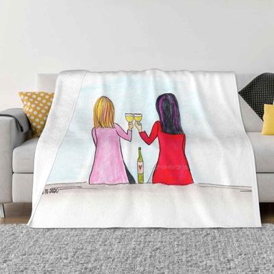 Cheers To Friendship Hot Sale Printing High Qiality Warm Flannel Blanket Wine Toast Girlfriends Cheers Friendship Celebrate