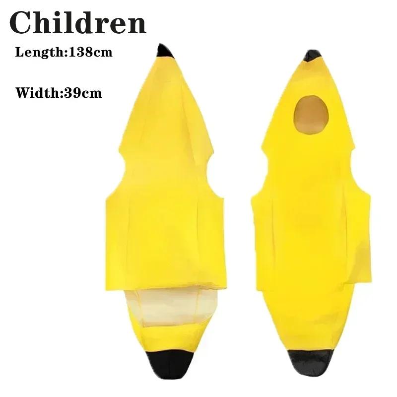 Child/Adult Unisex Funny Banana Costume Yellow Costume Light Halloween Fruit Fancy Party Holiday Dance Dress Costume Decorations