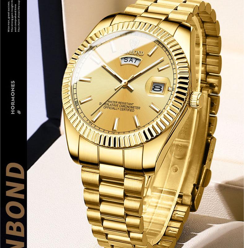 Brand BOND Men's Business Sports Quartz Watches Classic Waterproof Luminous Calendar Creative Watch Male fashion Wristwatches