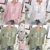Chic Lace Shirt Autumn Women V-neck Long Blouse Loose Plus Size Sleeve S-5xl