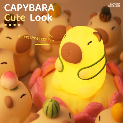 Capybara Cute Night Light Silicone Lamp 7 Colors Dimming Nursery Bedroom Light for Kids USB Rechargeable Touch Lamp Decor Gift