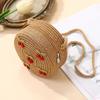 Children Foldable Woven Straw Bag Summer Girl Shoulder Bags Red Cherries Kids Handbags Beach Travel Crossbody Bags Small Wallets