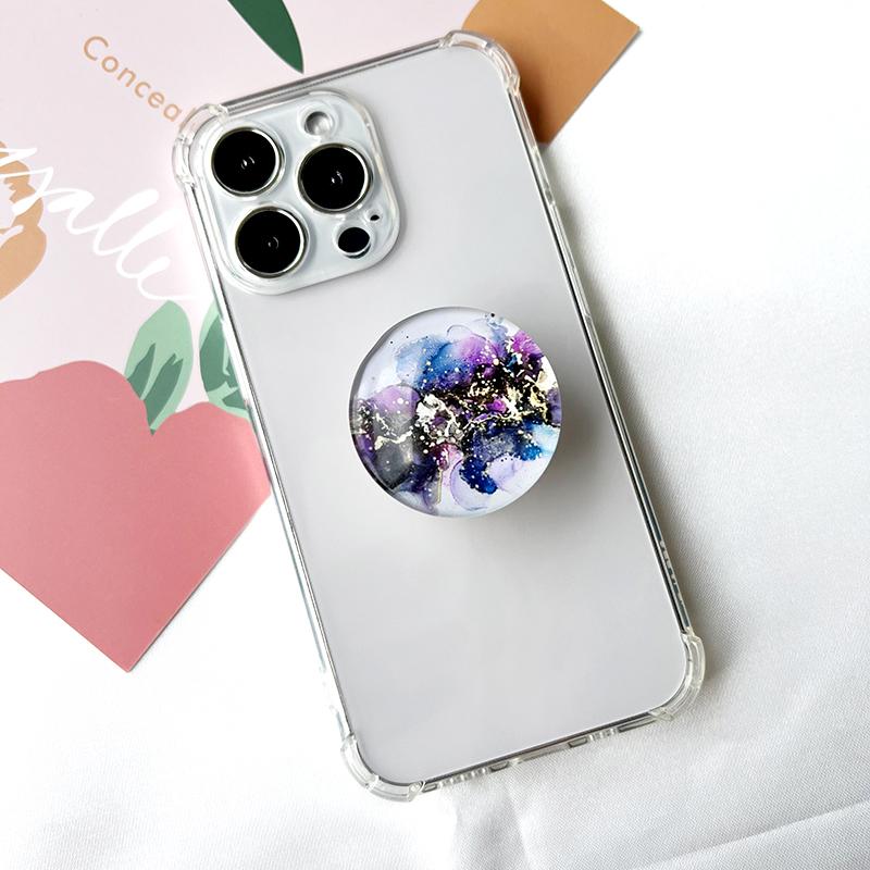 Marble Pattern Crystal Glass Phone Holder Foldable mobile phone Socket Crystal Glass phone grips 5