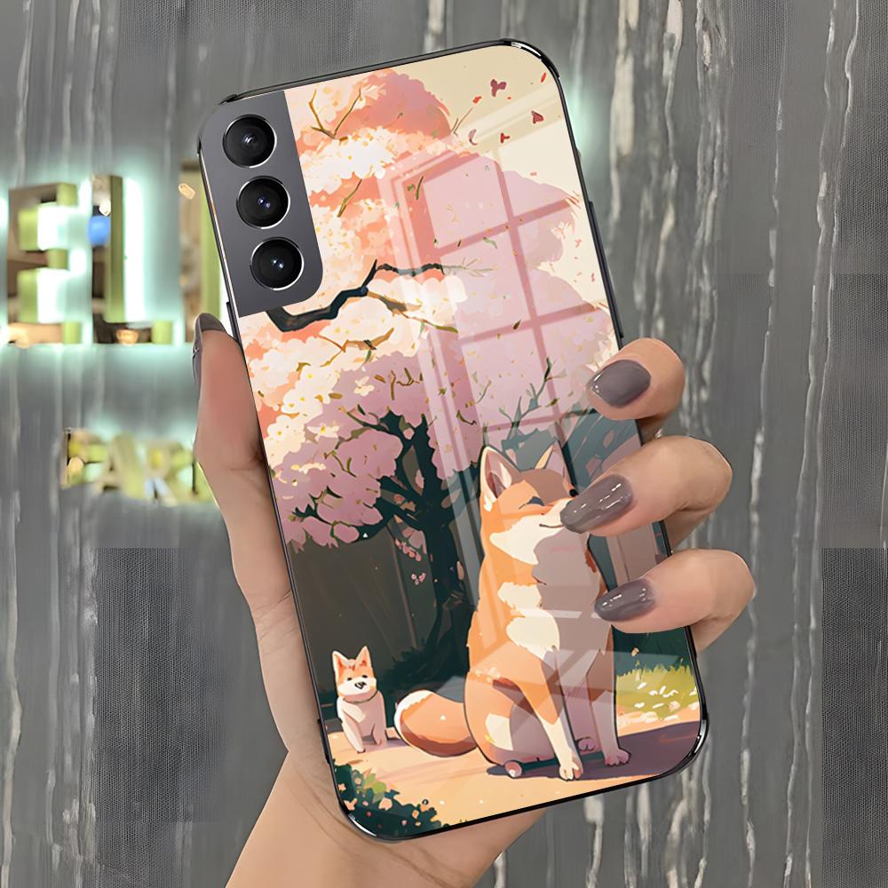 Cute Shiba Inu Phone Case For Samsung A25 A13 A33 5G A54 A36 A35 A56 A52 A14 Shockproof Glass Cover