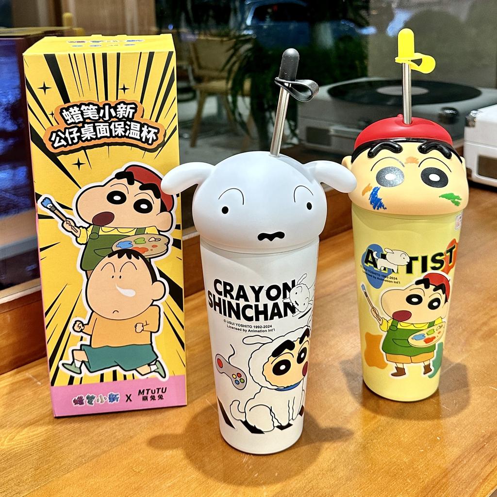 Crayon Small New Water Cup New Thermos Flask Cup Female Fashionable Top Students Go To School Special Straw Mug Birthday Gift