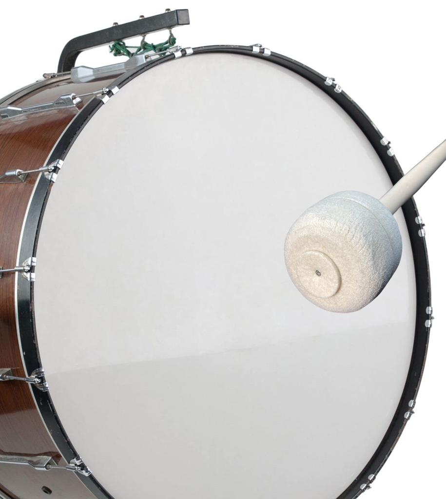 Cobalt Planet Bass Drum Mallets, Set of 2, Felt Drumstick Mallets for Brass Band, Marching Gongs, Timpani, and Bass Drums (White, Set of 2)