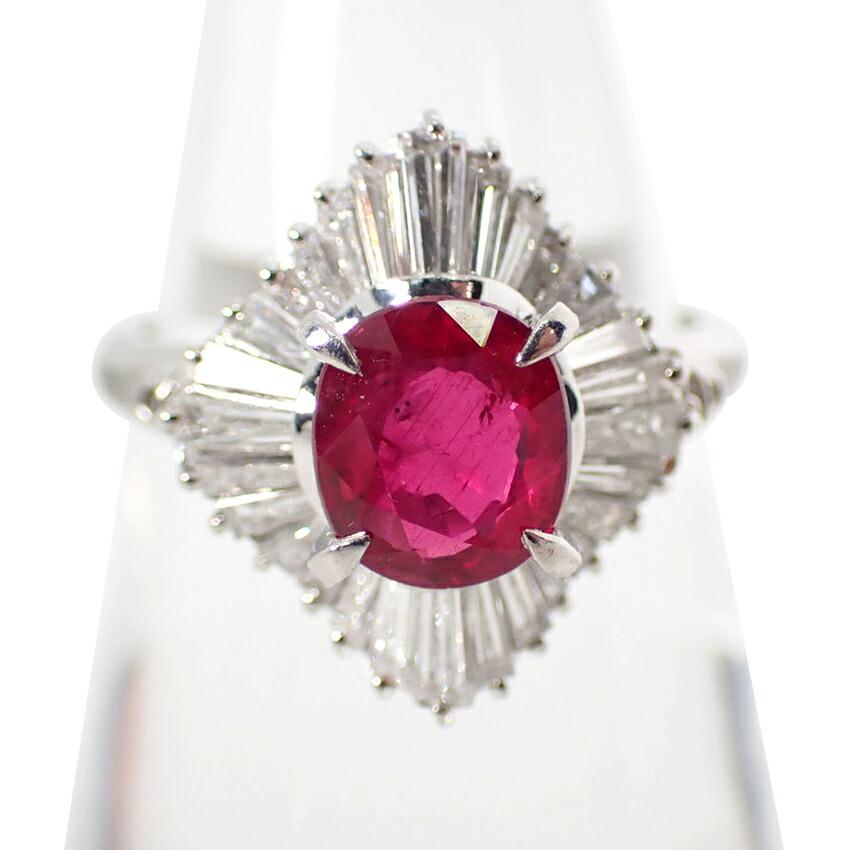 

[Used] Pt900 Ruby Diamond Ring/No. 12/g465-80