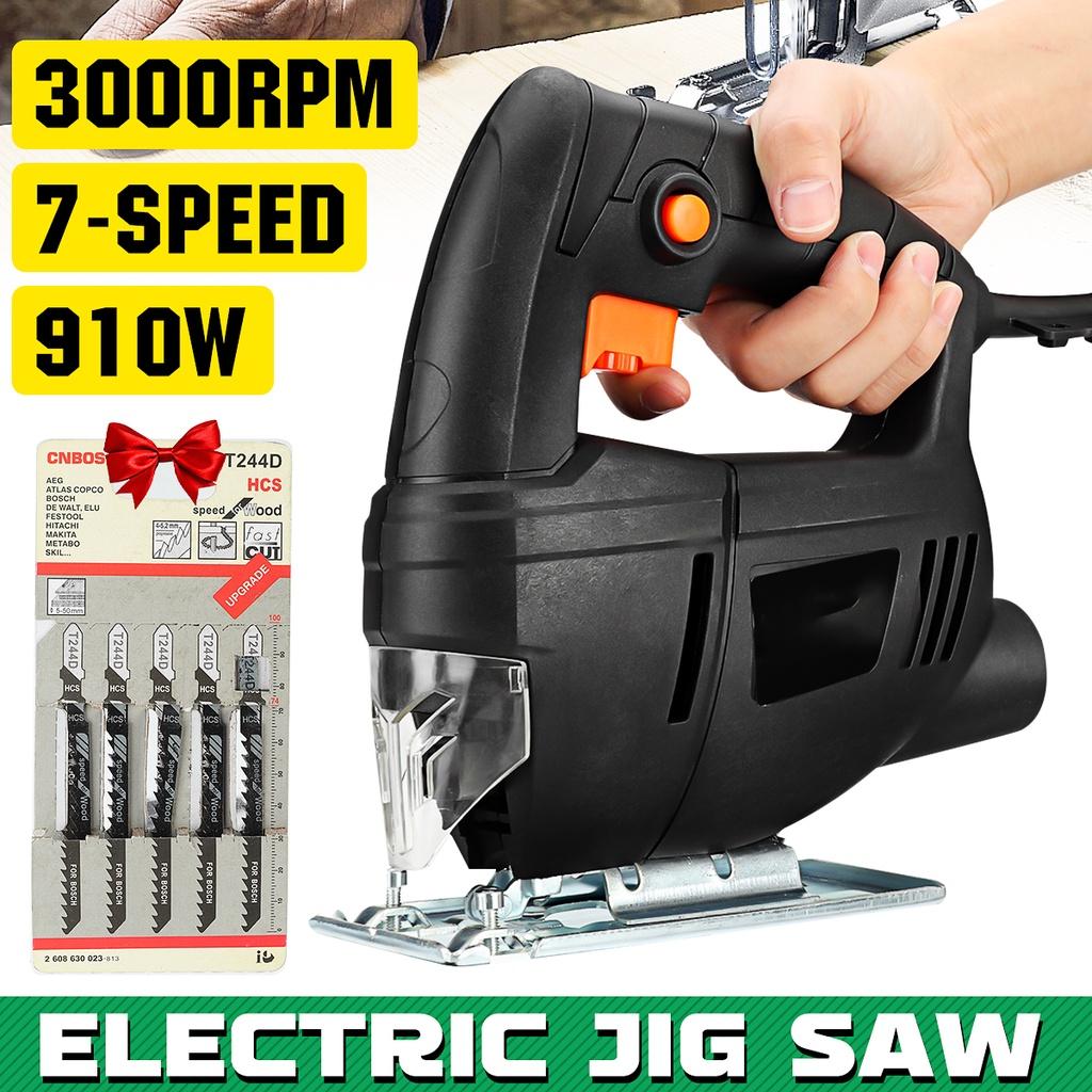 DC 220V 50-60Hz 910W Wyrzynarka Z Regulacją Prędkości Piła Elektryczna z 5 Ostrzami Piła Włosowa do Drewna Metalowa Linijka do Obróbki Drewna