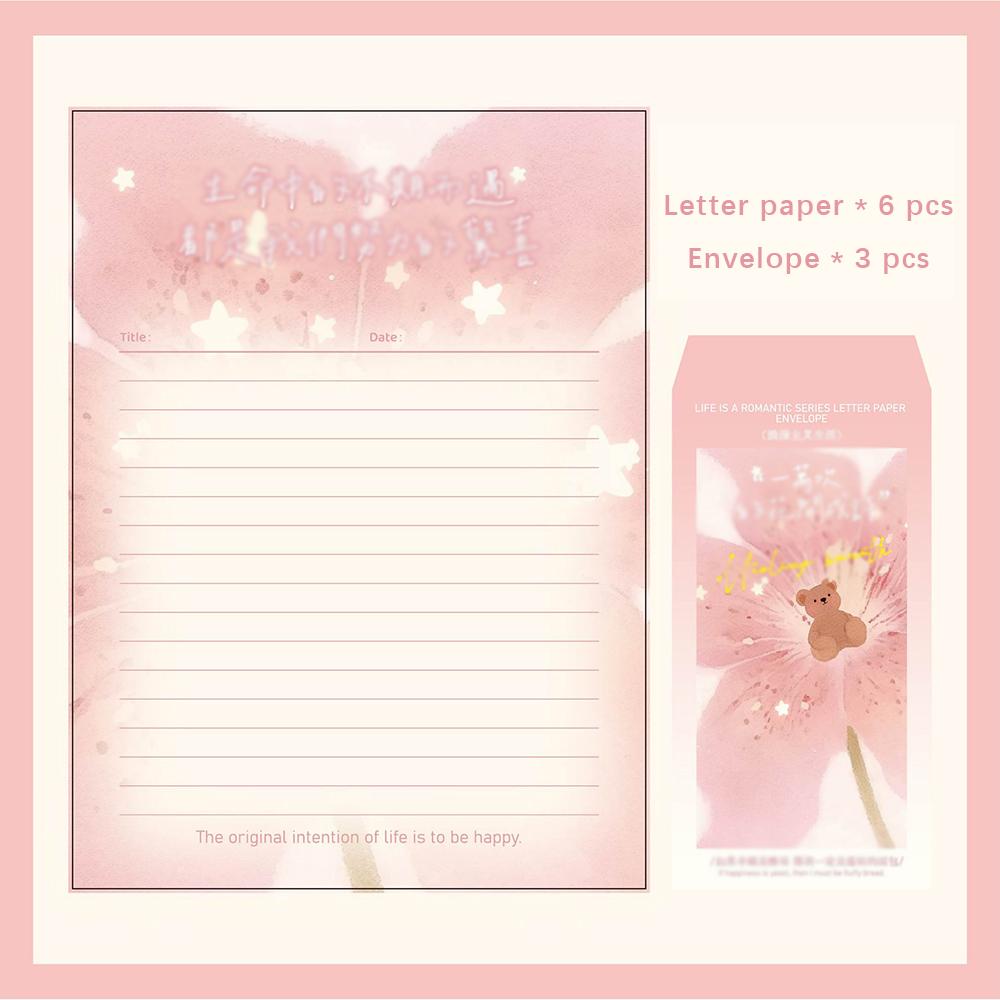 

Letter envelope set, Romantic lifestyle Instagram style commemorative and blessing handwritten letter, gift рожевий