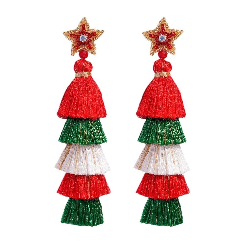 Santa Claus Merry Christmas Earrings Xmas Boots Ear Stud Handmade Beaded Ear Drop  New Year