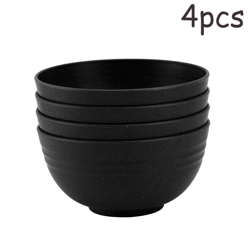 4/6/8Pcs Black Unbreakable Plastic Bowls Fruit Salad Bowl Microwave Dishwasher Safe Home Kitchen Daily Use