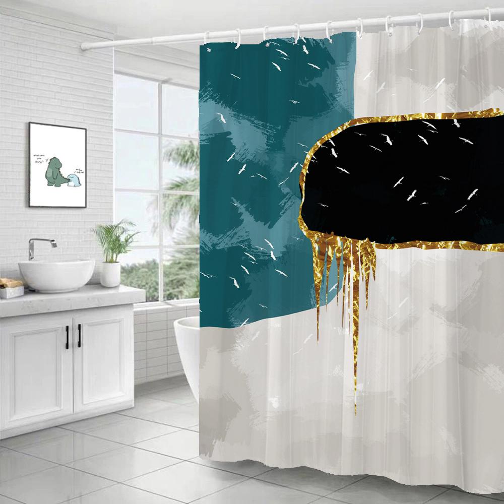 Nordische Abstrakte Kunst Duschvorhang Einfache Geometrie Badewannenvorhang Wasserdicht Polyester Badezimmer Vorhang Zubehör Dekor