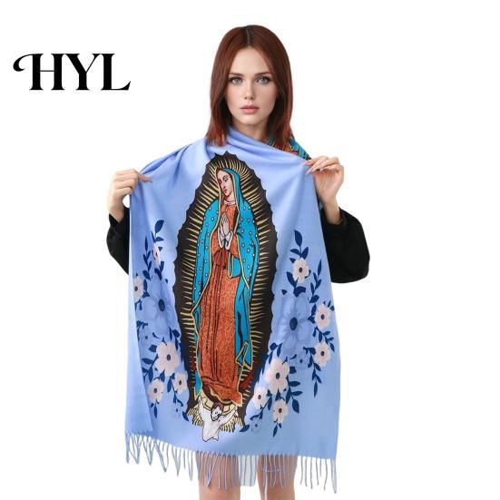 Lightweight Blanket Virgin Mary Shawl Scarf Soft Cashmere Warm Wrap Women Tassel Scarves Winter Versatile Religious Accessory Luxury Comfort