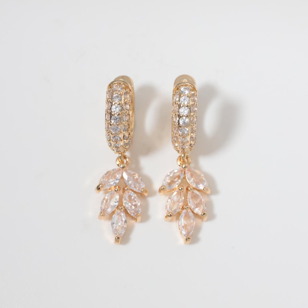 Luxury Leaves Zirconia Dangle Earrings for Women Jewelry