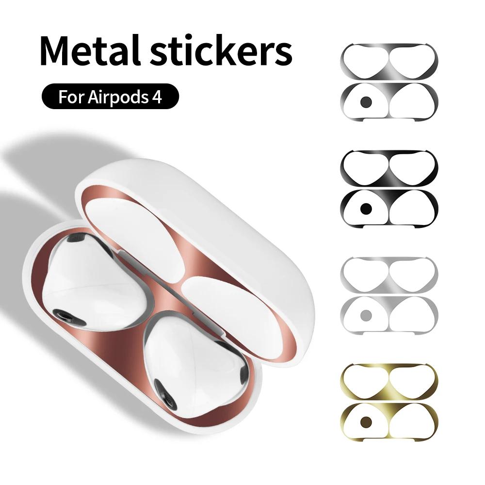 For AirPods 4 Sticker Earphone Case Metal Dustproof Scratch Resistant Sticker Cover For Airpods 4 4th 2026 Gen Protective Film