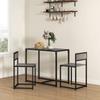 Dining Table and Chairs Set 2, Dining Room Sets, Rectangular Space Saving Table and 2 Chairs for Compact Kitchens, Steel Frame, Grey Wood-Effect