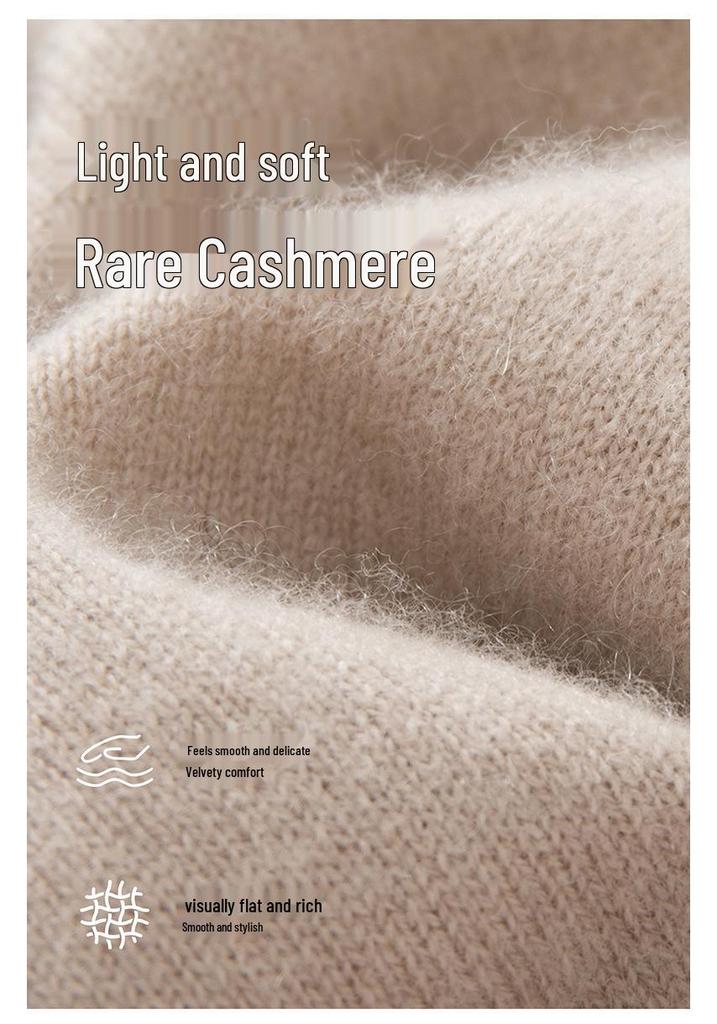 Two-Piece Look Cashmere Sweater - Women's Autumn/Winter 2026 Round Neck Color Block, Versatile, Loose-Fit with Slimming Effect.