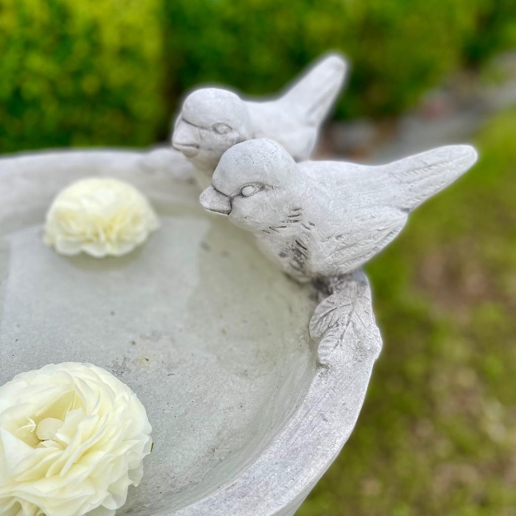 Concrete Bird Waterer with Decorative Column for the Garden