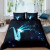 Saxophone Soft Duvet Cover Set Rotating Musical Notes Beding Set Musical Instrument Retro Jaz Music Theme Twin Comfortable Quilt Cover for Children