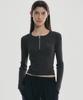 Nigaennikol Half Zip Up Slim Crop Top_Charcoal