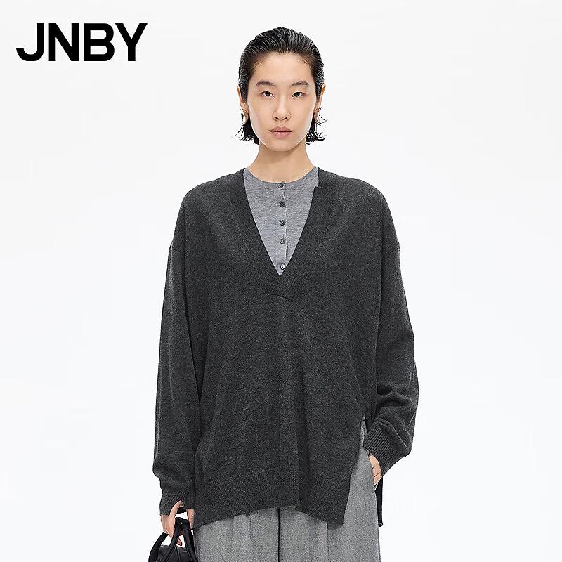 JNBY 2025 Winter V-Neck Wool Knit Pullover Sweater