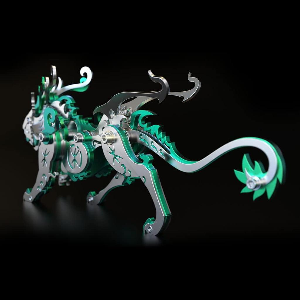 3D DIY Mini Metal Bian Tiger Model, Ancient Chinese Beasts Assembly Kit Toys, 3D Jigsaw Puzzles for Adults, Creative Ornament Toy Gift (92PCS/Green)