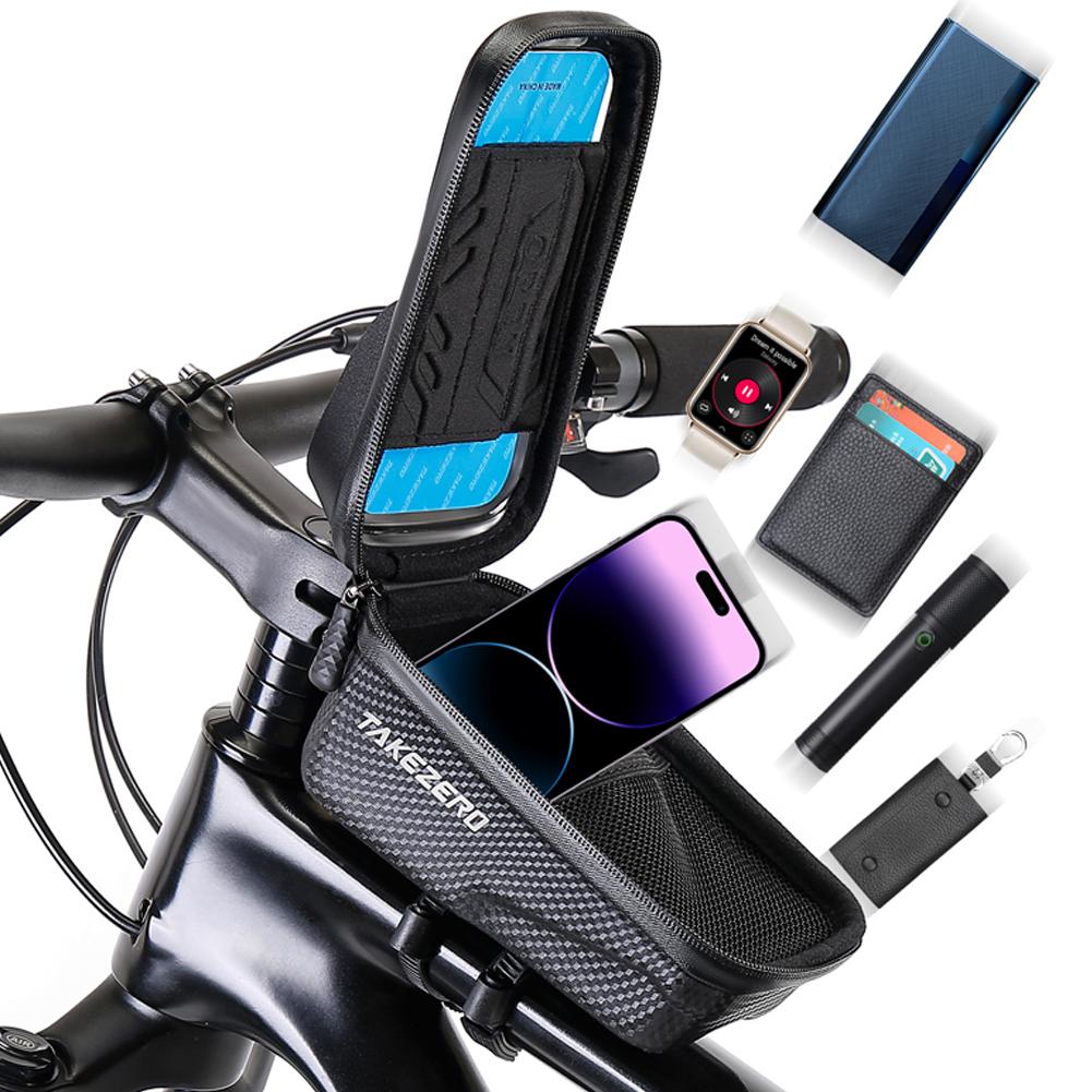1L Bicycle Bag Cycling Top Front Tube Frame Bag 6.8inch Mobile Phone Case Touch Screen Road Hard Shell Case Bike Accessories