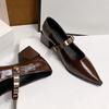 French Mary Jane Shoes Fashion Thick Heel High Heel Pointed Small Leather Shoes Spring and Autumn New Fashion Versatile Small Fragrance