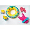 Set de Bain pour Poupée - Heless - 88Heless - Maillot Rose - Flotteurs Jaunes - 35-45 cm