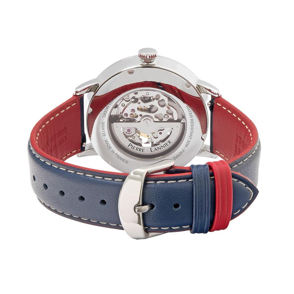 Automatic Watch Brand Skeleton Notre Dame Leather Strap Tricolor Cool Button Analog Waterproof Imported [Pierre Lanier] Men's [Regular Product]