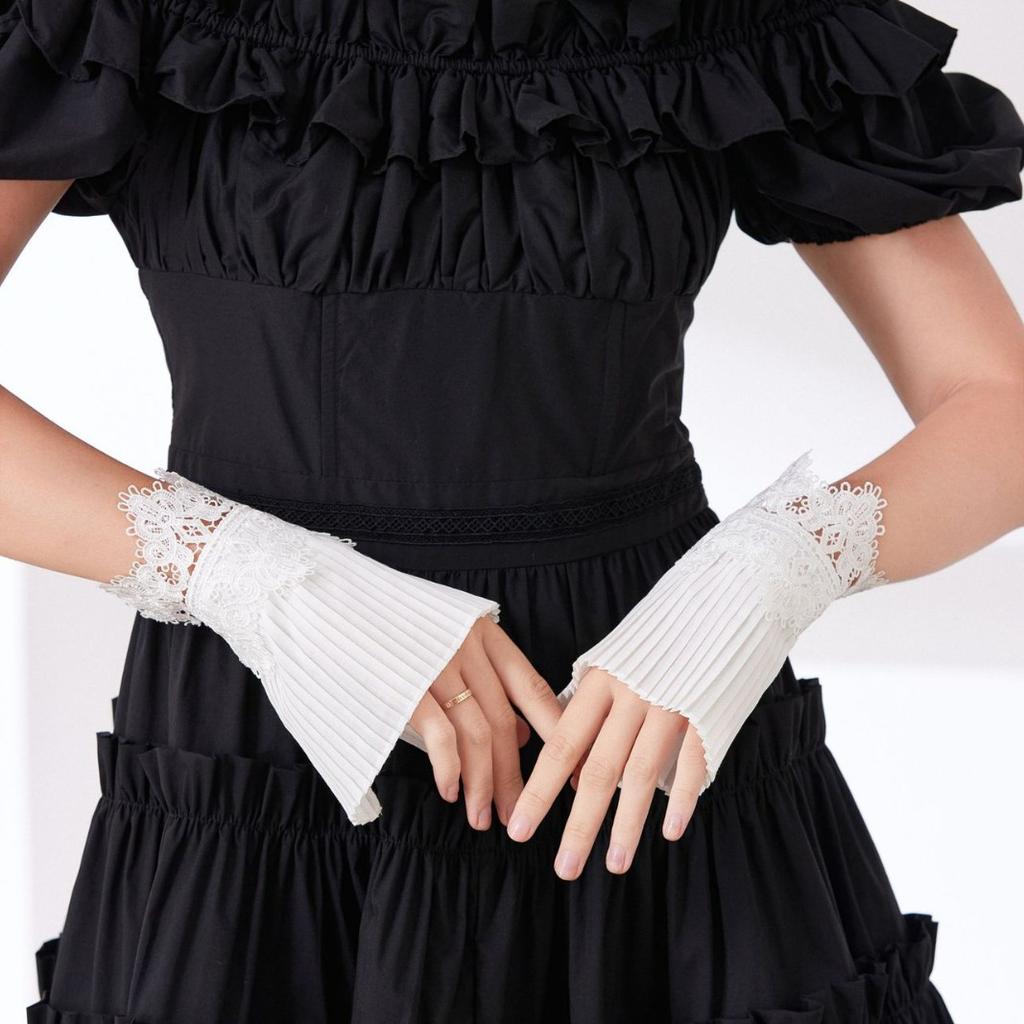 Spitze Fake Ärmel Elegante Schleife Abnehmbare Manschetten für Damen Mode Accessoires