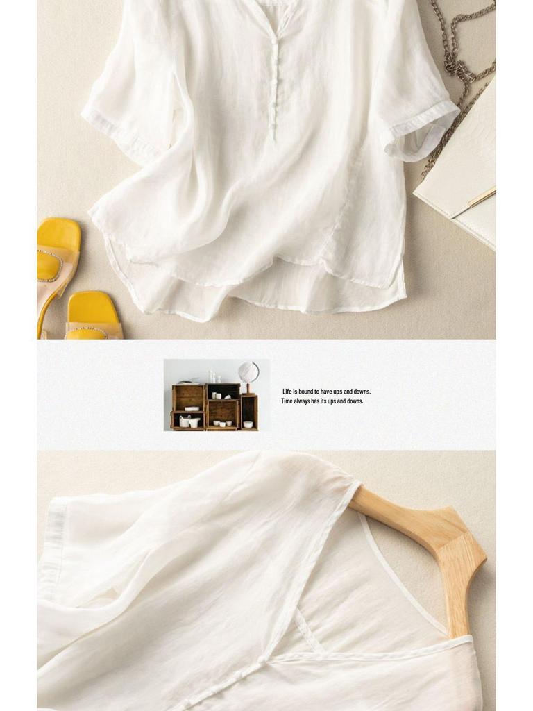 2024 Women's Casual V-Neck Slimming Solid Color Loose T-Shirt