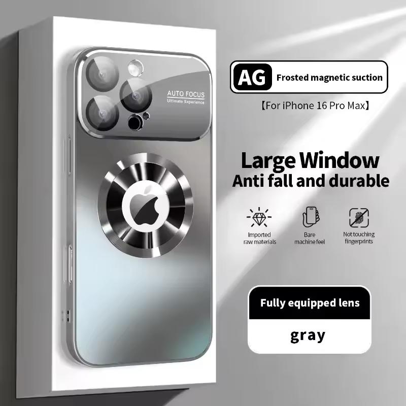 

Новый роскошный матовый чехол цвета «металлический титан» для iPhone17 Air 16 15 14 Plus 13 12 11 Pro Max для Magsafe, чехол с защитой камеры и стеклянной линзой iPhone 15 Pro Max серый