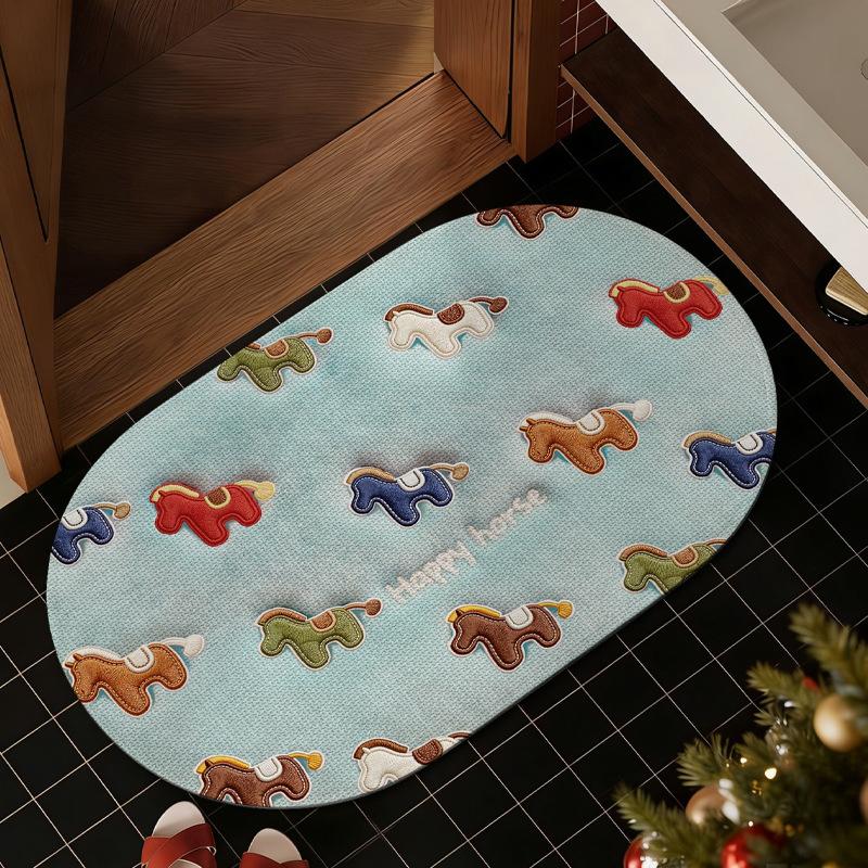 Household water-absorbing non-slip foot mats imitation linen bathroom door carpet mats 40*60cm