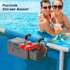 Outdoor Swimming Poolside Storage Basket with Pool Cup Holder, Thickened Plastic Pool Basket for Above Ground Pool Accessories