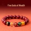 Five Gods of Wealth Red and Purple Cinnabar Bracelet for Men and Women