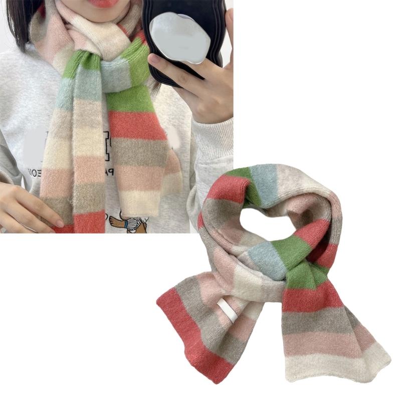 Vibrant Rainbow Striped Scarf Soft Wool Blend Winter Accessory For Women Men Cosy And Stylish All Purpose Unisex Design