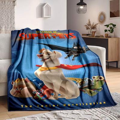 1pc Superhero Pets Flannel Throw Blanket - Lightweight Soft Warm All-Season Blanket for Sofa, Bed, Travel, Camping  L1029193