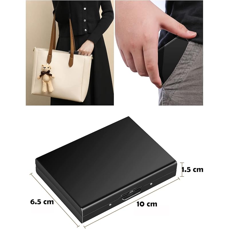 Stealodeal Black RFID Blocking Metal Debit/Credit (Unisex) Card Holder (Black (8 Slots)) чёрный