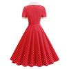Women's Contrast Color Lapel Slim Fit Polka Dot Open Collar Lace-up Swing Mid-length Dress