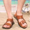 TUINANLE Men's Pu Leather Sandals Summer Beach Slides Casual Retro Brown Shoes Outdoor Flip Flops Non-Slip Sandals