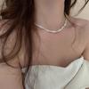 Korean Light Luxury Silver Pearl Necklace & Layered Clavicle Chain Bracelet for Women