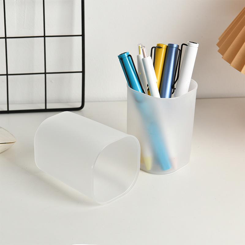 Transparent Frosted Multifunctional Pen Holder - Creative Stationery Box for Students
