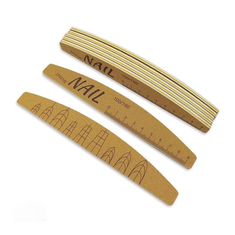 

5 Pcs Nail File Set With Scale Nail Art Double-sided 100/180 Grit Nail File Grinding Sanding Buffer Buffing Manicure Tool жовтий