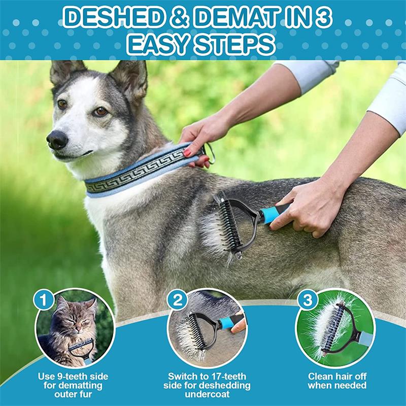 Pet Dog Comb Hair Remover Cat Comb for Long Hair Curly Dogs Cats  Removal Undercoat Pet Brush Rake Dematting Brush Dog Supplies